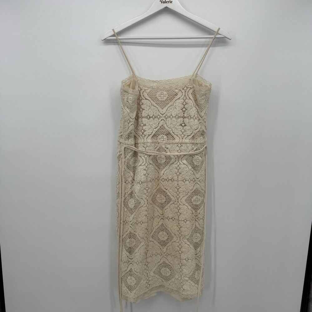 Jayna Vintage Cream Dress Lace Cutout Midi Boho Size XS Bridal - Picture 8 of 13